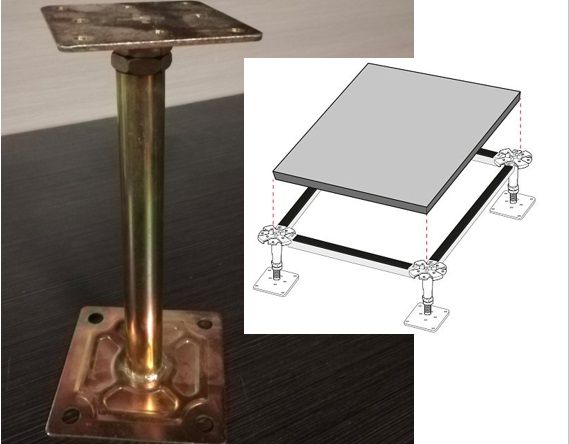 トップス pedestal Pedestal Metalico De Cabeza Plana Para Marco De Piso Suspendido