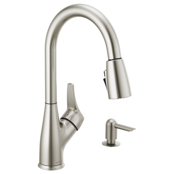 Grifo Fregador Monomando Pull Down Con Dispensador De Jabon Acero
