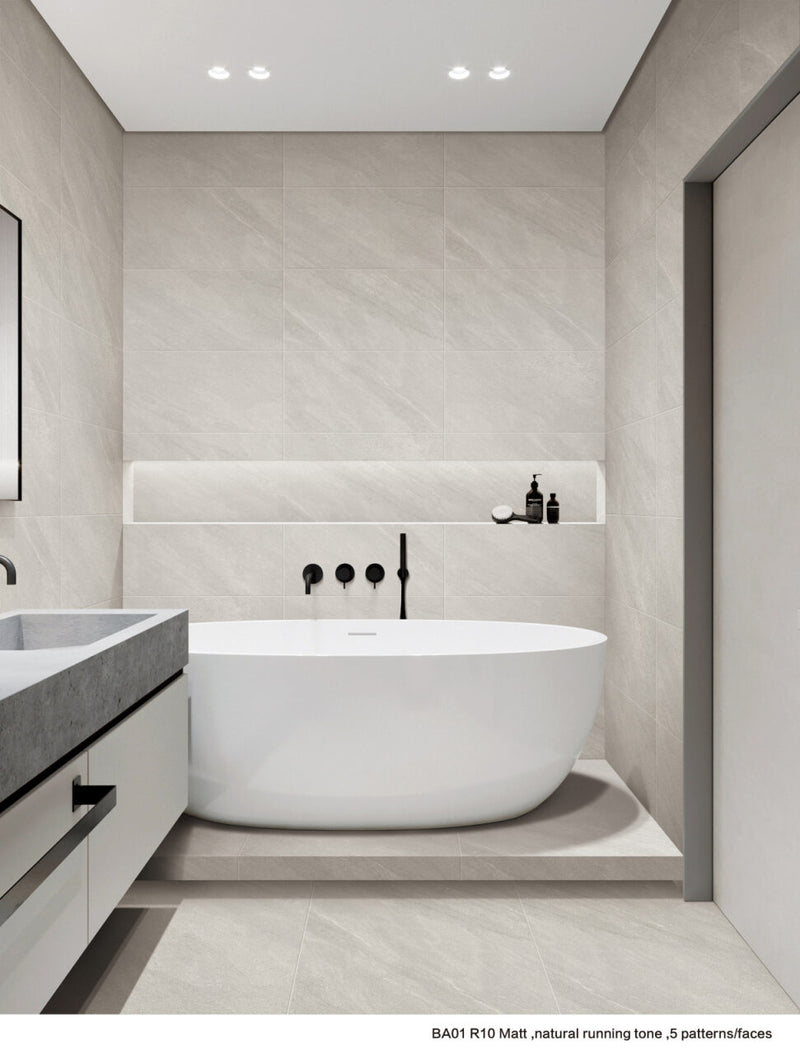 Porcelanato Esmaltado Mate 30X60Cm Gris Claro - Porcelamika Prisma