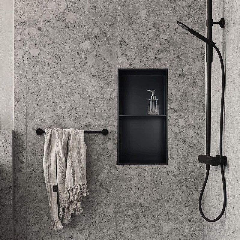 Nicho de Ducha 60x30x12cm Acero Inoxidable Negro Mate - Aqualia