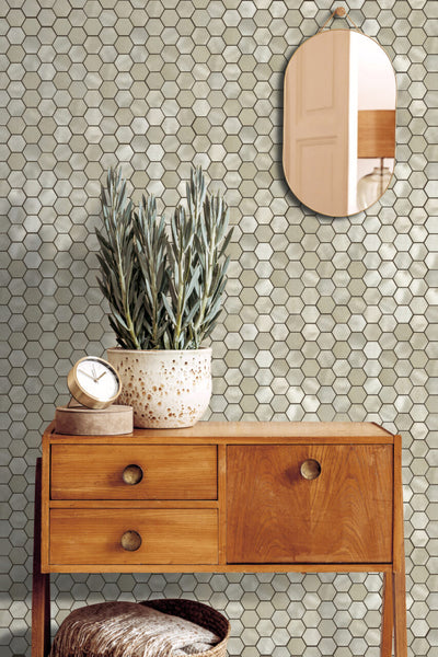 Mosaico De Aluminio Cepillado 27x28.3cm Gold - Porcelamika Hexagonal