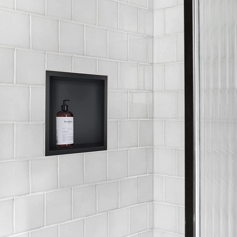 Nicho de Ducha 30x30x12cm Acero Inoxidable Negro Mate - Aqualia