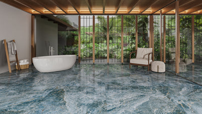 Porcelanato Esmaltado Rectificado Pulido 80.5x140cm Blue Moon - Ceramica Villagres Marmol