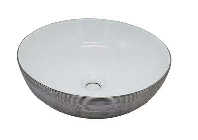 Lavamanos De Sobreponer Redondo 40x40x13.5cm Plateado / Blanco - Aqualia Lupinus