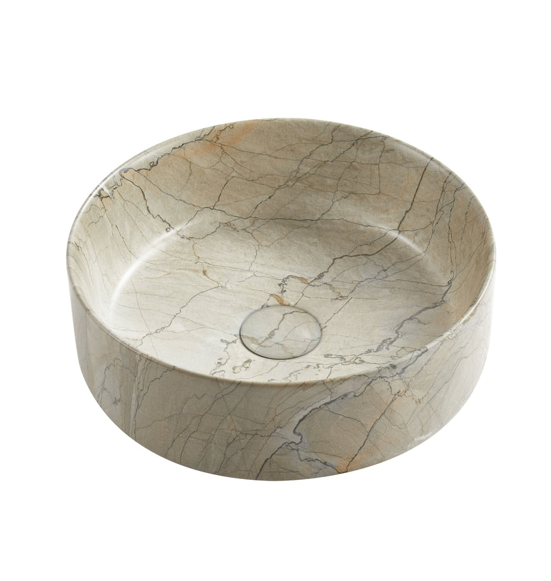 Lavamanos De Sobreponer Redondo 36x36x12.5cm Marmol Beige Mate - Aqualia Sauce