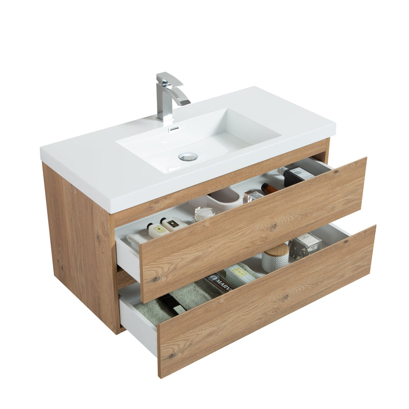 Mueble De Bano Aereo 100X48X50cm Oak - Aqualia Enrico