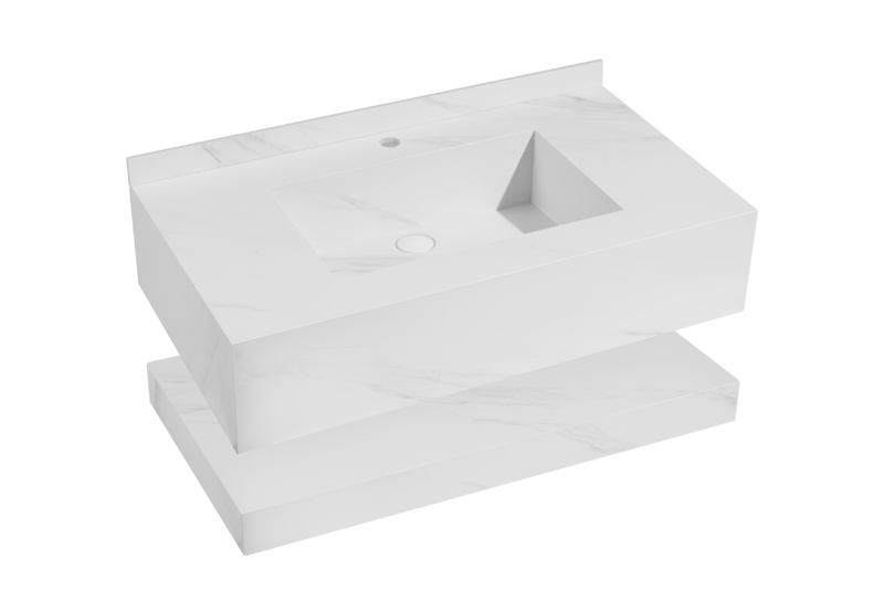 Mueble De Baño Aereo 90X50X20cm Marmol Blanco Mate - Aqualia Lodovico