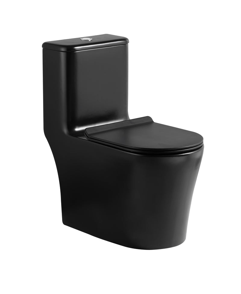 Inodoro Una Pieza Taza Elongada Negro - Aqualia Delton