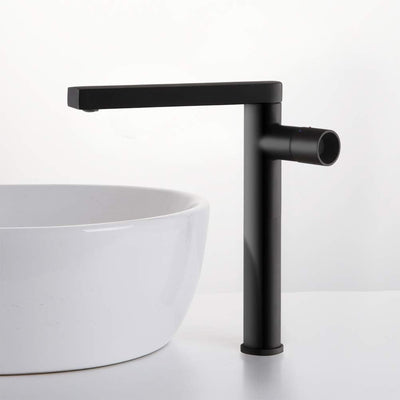 Grifo Lavamanos Monomando Cuello Alto Negro Mate - Aqualia Bellagio