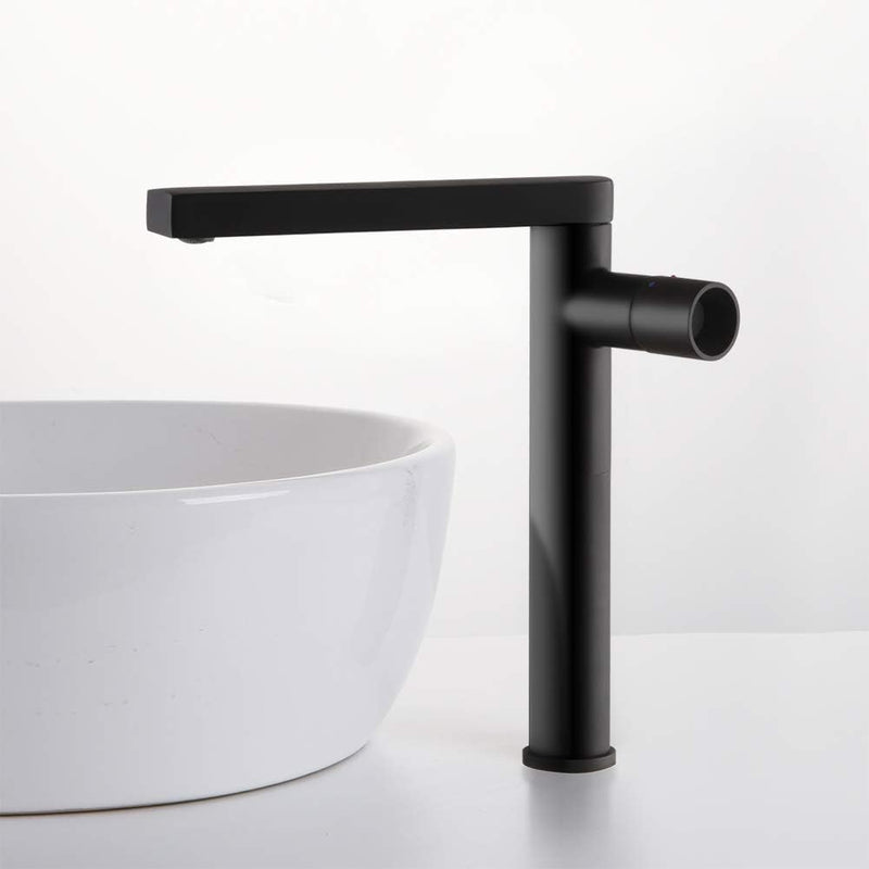 Grifo Lavamanos Monomando Cuello Alto Negro Mate - Aqualia Bellagio
