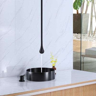 Grifo Lavamano Monomando de Techo Tipo Gota Negro Mate - Aqualia Prati