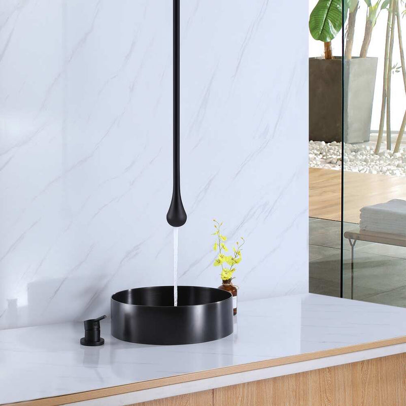 Grifo Lavamano Monomando de Techo Tipo Gota Negro Mate - Aqualia Prati