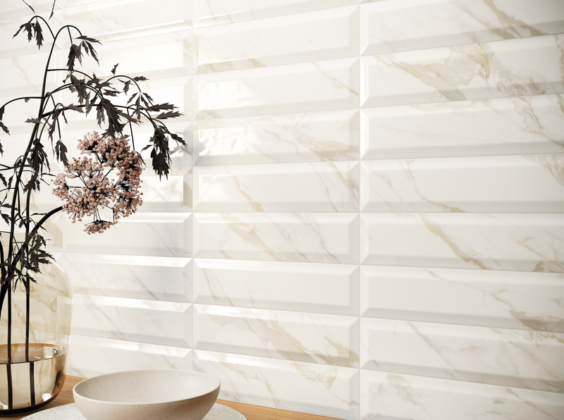 Revestimiento De Cerámica Brillante 7.5x30cm Gold - Baldocer Bevel Adaggio