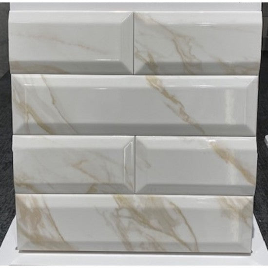 Revestimiento De Cerámica Brillante 7.5x30cm Gold - Baldocer Bevel Adaggio