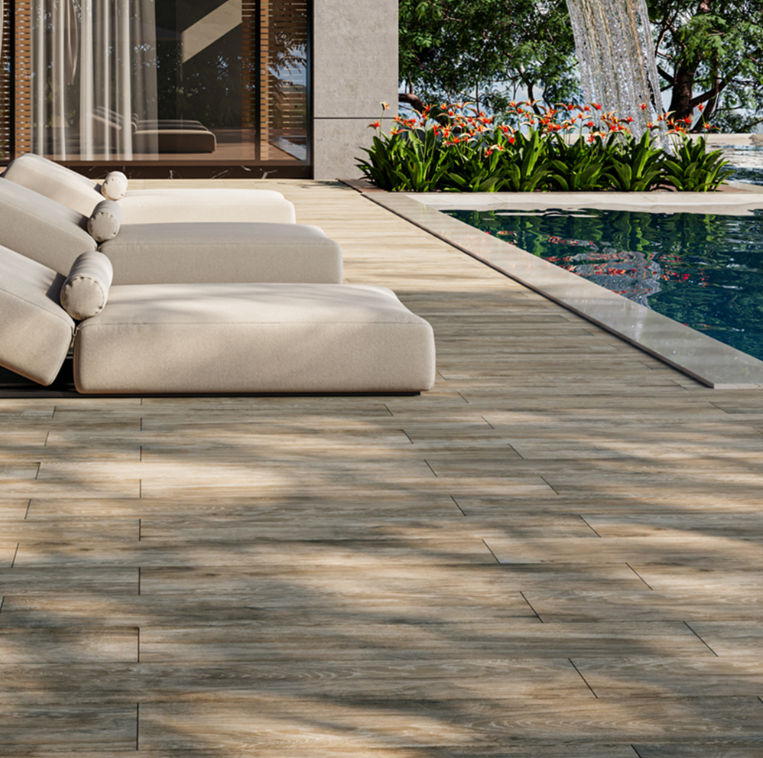 Pavimento De Ceramica Antideslizante Rectificado 20x120cm Taupe - Lume Ceramica Vestige