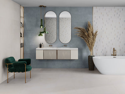 Revestimiento De Ceramica Mate 31x91cm Azul - Saloni Sable