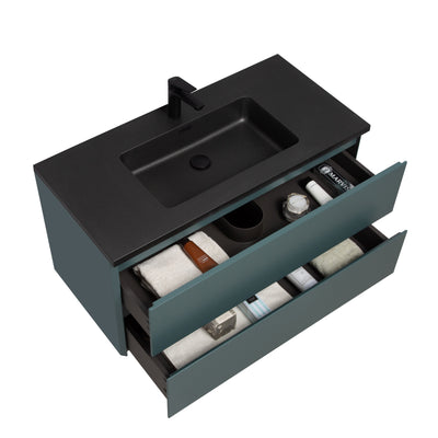 Mueble De Baño Aereo 100X48X50cm Verde Oscuro - Aqualia Coello