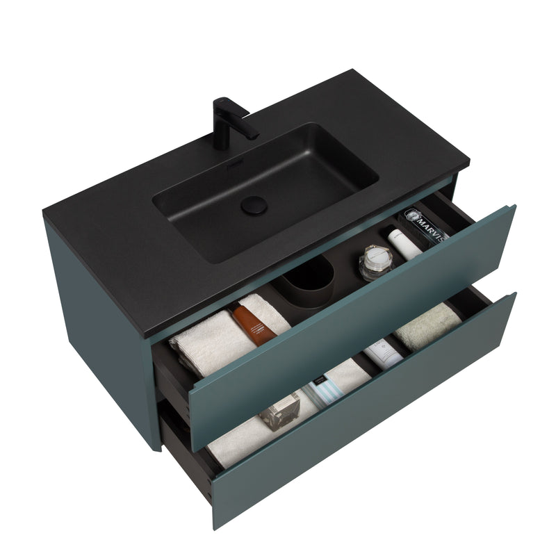 Mueble De Baño Aereo 100X48X50cm Verde Oscuro - Aqualia Coello