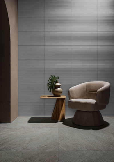 Porcelanato Esmaltado Mate Rectificado 90x90cm Gris 3D - Eliane Cite Ita Thome