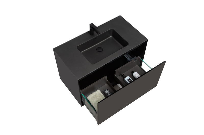 Mueble De Baño Aereo 90X48X55cm Negro - Aqualia Bitti