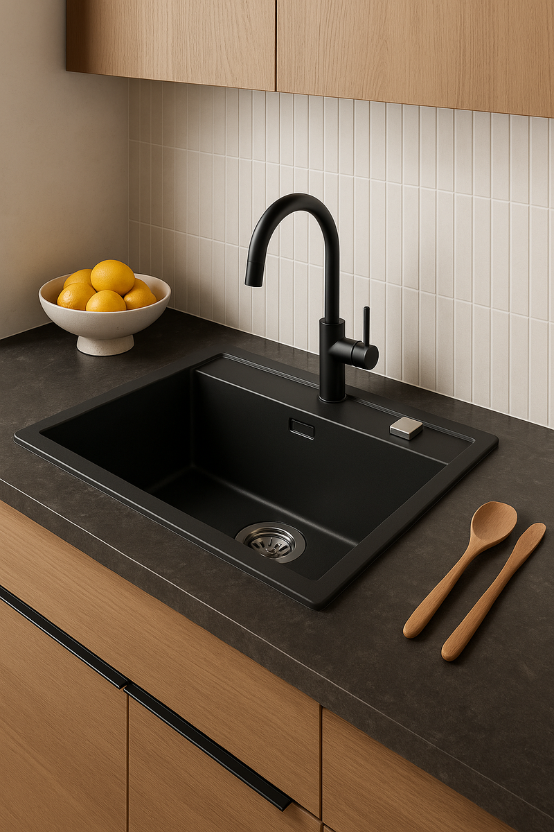 Fregador De Sobreponer 400 x 500mm De Granito Negro K700 - Grohe