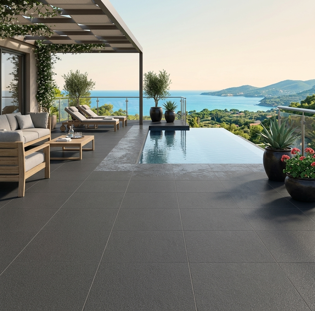 Porcelanato Antideslizante 60x60cm Dark Grey - Porcelamika Estense