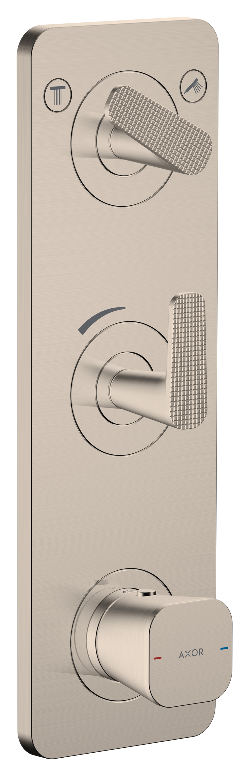 Termostato Empotrado 380/120 2 Funciones con Placa de Corte Cubico Niquel Cepillado - Axo Citterio C