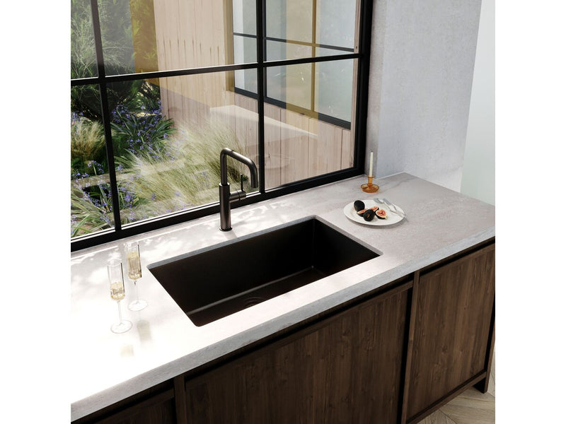 Fregador de Granito Bajo Mesa 29X18X8" Negro Mate - Aqualia