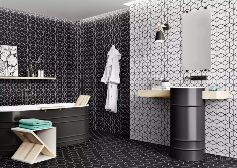 Porcelanato Esmaltado Mate 26.5X51cm Black - Realonda Rhombus
