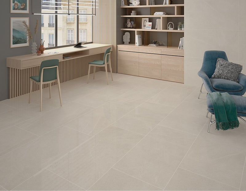 Porcelanato Esmaltado Rectificado Pulido 60x120cm Ivory - STN Ceramica Bellevue