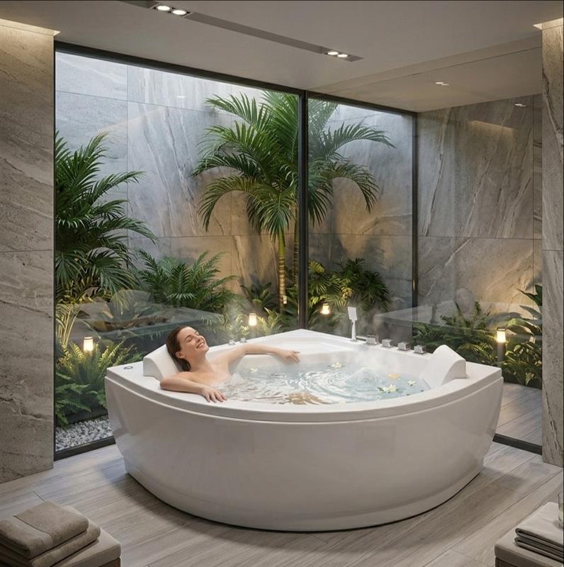 岩盤マット EUROPEAN LUXURY TREATMENT Tina con Hidromasaje 130X130X58cm - Aqualia Stratford – ELMEC