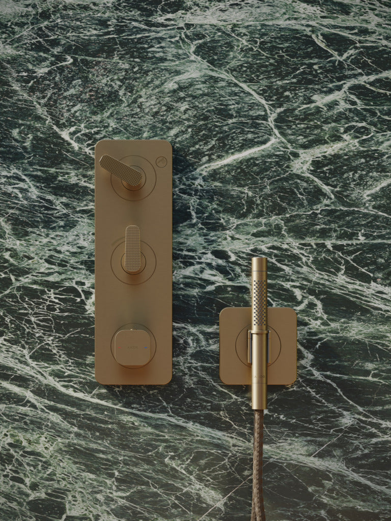Set Ducha de Mano 2 Jet con Toma 120/120 Softsquare Bronce Cepillado - Axor Citterio C