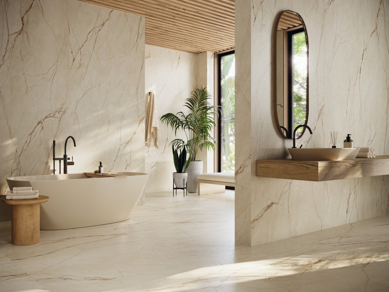 Megaformato Porcelanico Pulido 162x324cm Canela Roma 12 - Grespania Coverlam
