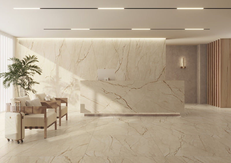 Megaformato Porcelanico Pulido 162x324cm Canela Roma 12 - Grespania Coverlam
