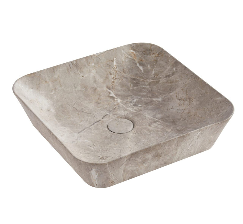 Lavamanos De Sobreponer Cuadrado 44x44x11cm Marmol Gris Mate - Aqualia Bliss
