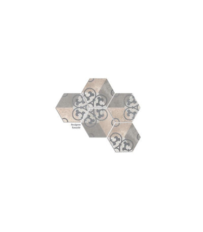 Porcelanato Esmaltado Mate 23X26.6cm Multicolor - Vives Hexagon Kunashir
