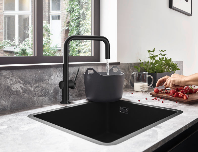 Fregador Bajo Mesa 17X15.67X7.5" Graphiteblack - Hansgrohe Silicatec 450