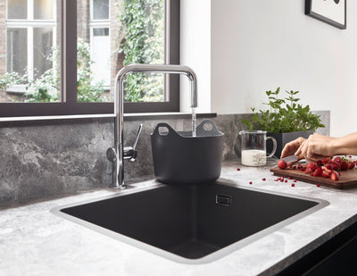 Fregador Sencillo Bajo Mesa 540x490mm Stone Grey - Hansgrohe Silicatec 450