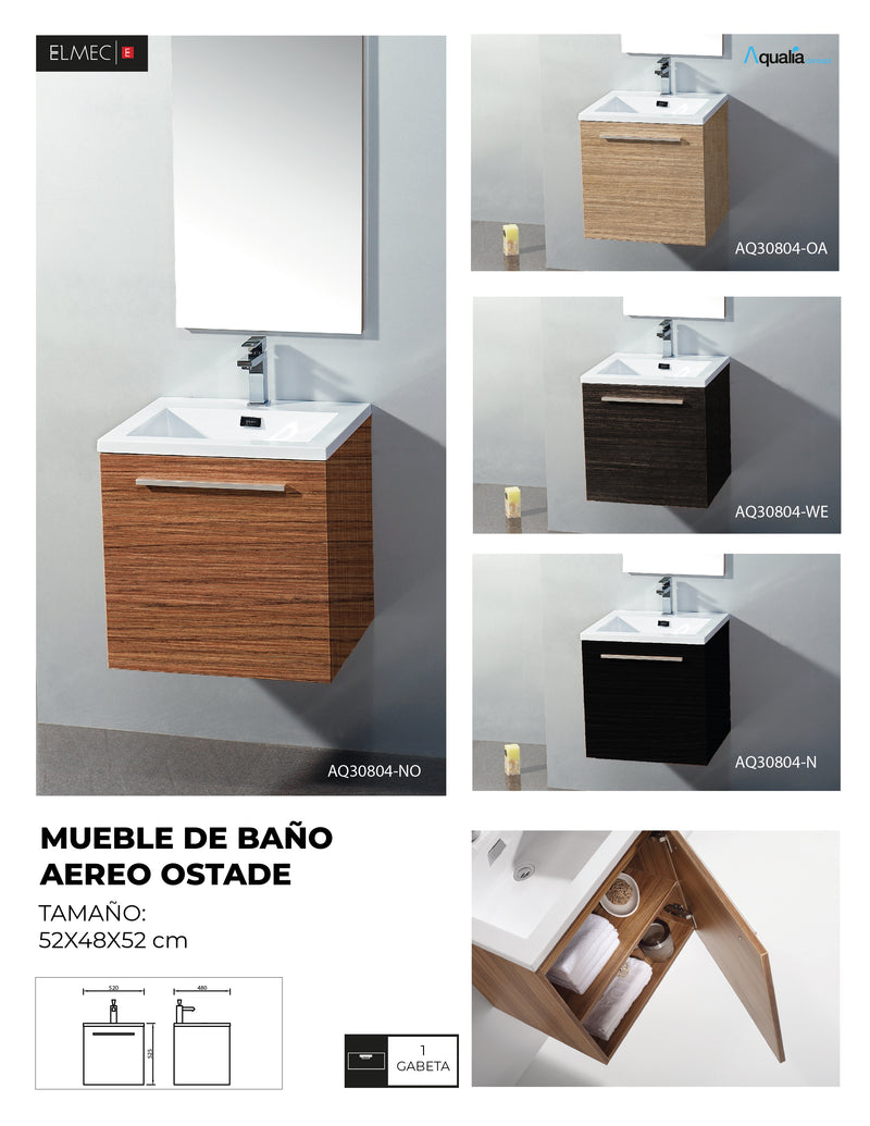 Mueble De Baño Aereo 52X48X52cm Wengue - Aqualia Ostade