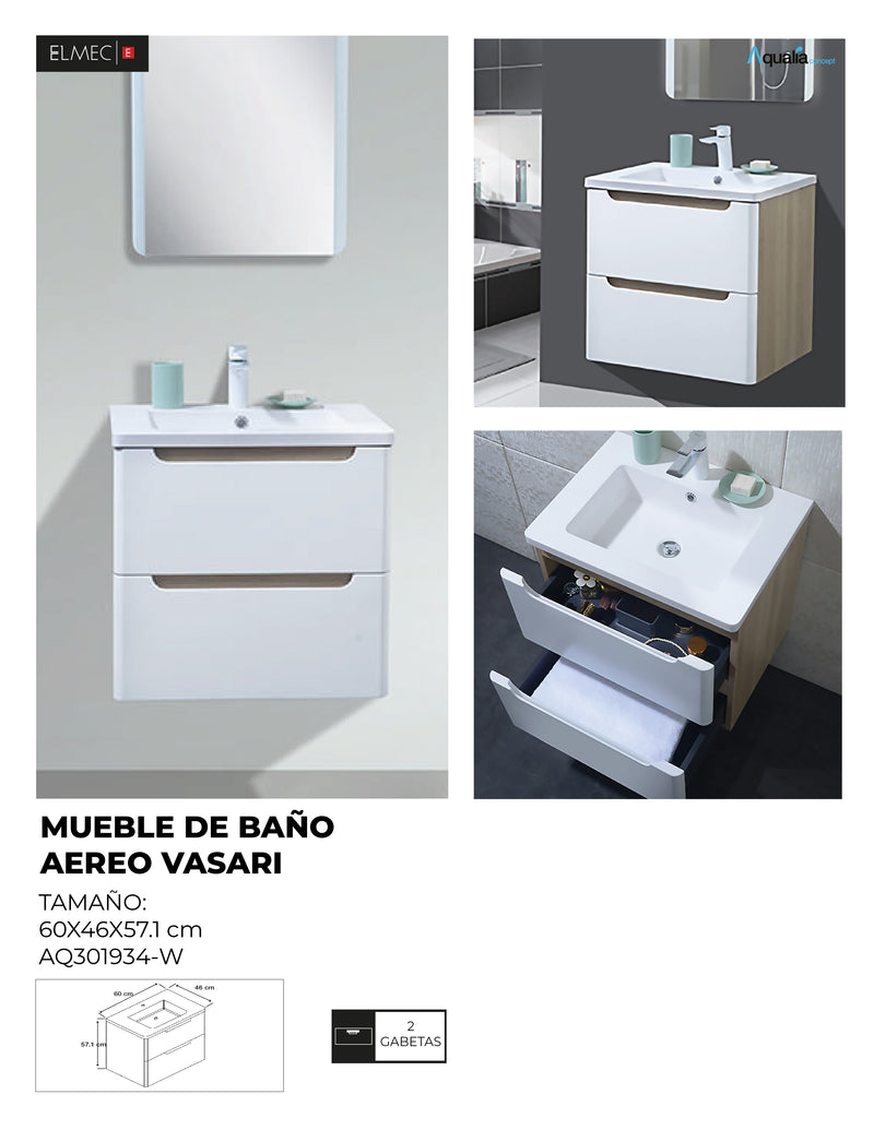 Mueble De Baño Aereo 60X46X57.1cm - Aqualia Vasari