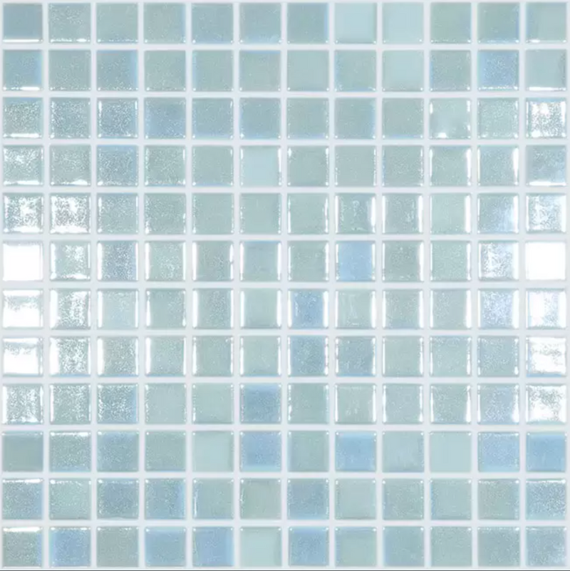 Mosaico De Vidrio Brillante 25X25cm Celeste - Vidrepur Luminiscente