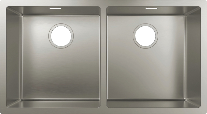 Fregador Bajo Mesa Doble 30X16X7"- Hansgrohe Acero Inoxidable S71
