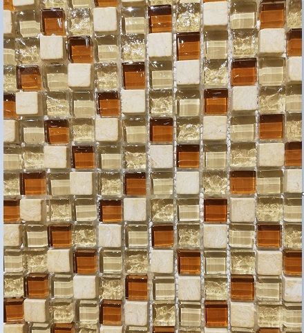 Mosaico De Vidrio Brillante 30.5X30.5Cm - Porcelamika Broncita Stone