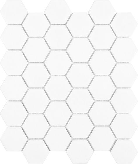 Mosaico De Ceramica Mate 28X32cm White - Porcelamika Hexagon