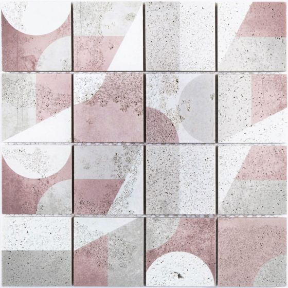 Mosaico Piedra Geometric Rosado 30X30Cm - Porcelamika