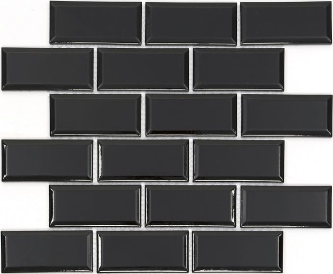Mosaico de Ceramica Brillante 29X29cm Black - Porcelamika Mini Subway