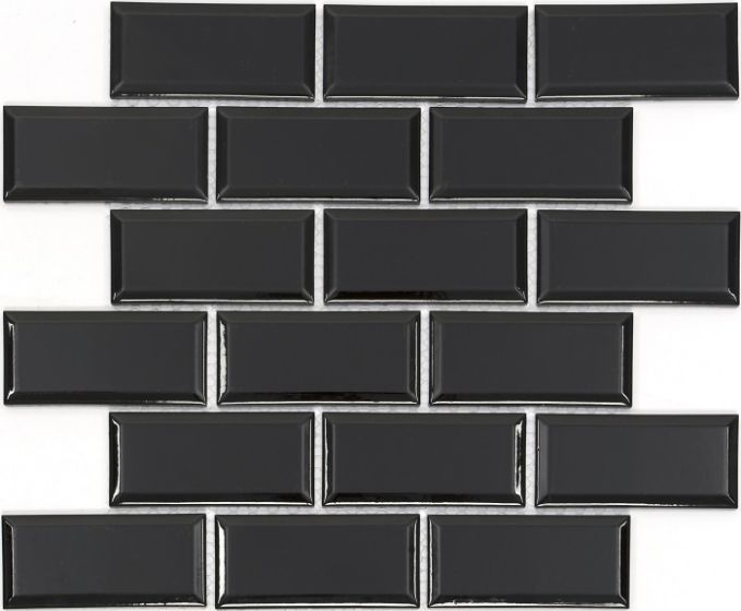 Mosaico de Ceramica Brillante 29X29cm Black - Porcelamika Mini Subway