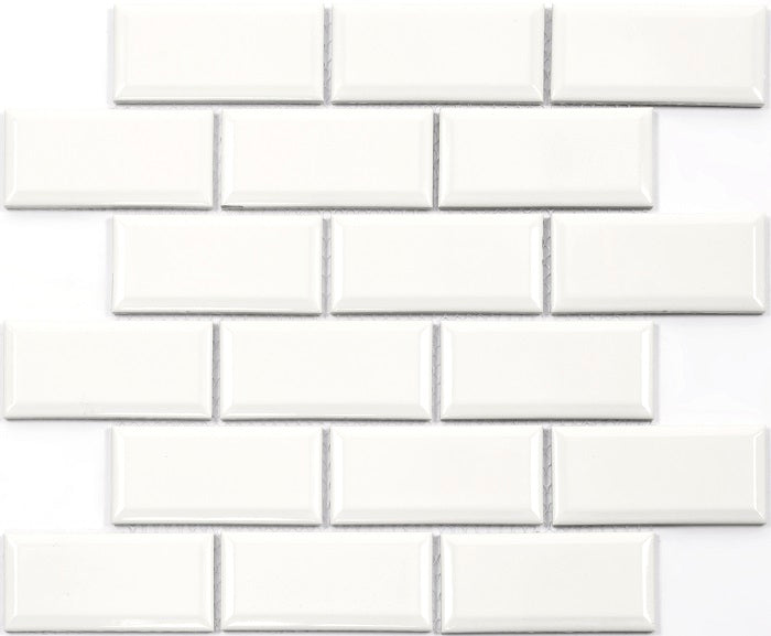 Mosaico de Ceramica Brillante 29X29cm White - Porcelamika Mini Subway