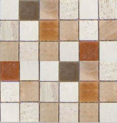 Mosaico De Vidrio Y Piedra Natural Mate 30.5X30.5Cm Sand - Porcelamika Pave