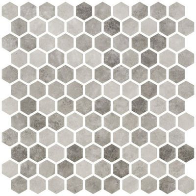 Mosaico De Vidrio Mate 30X29cm Zement Grey - Onix Mosaic Hex